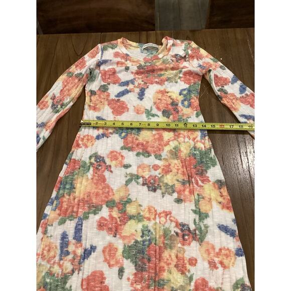 Sonnet James immy floral ribbed Long Sleeve sweater Dress Multicolor long midi S - Picture 7 of 14